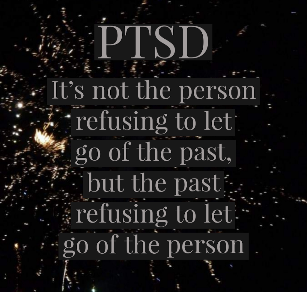 A black background with some lights and PTSD quote, what is PTSD, on Journeyofsmiley blog 