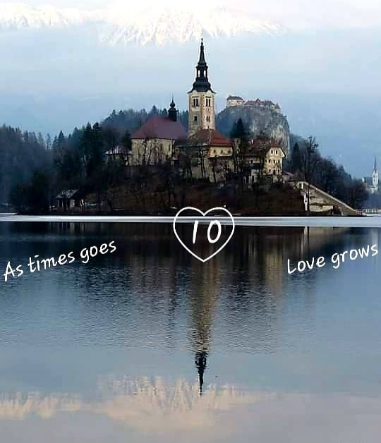 Anniversary in Bled, lake bled with a church in the middle of the lake, Slovenia