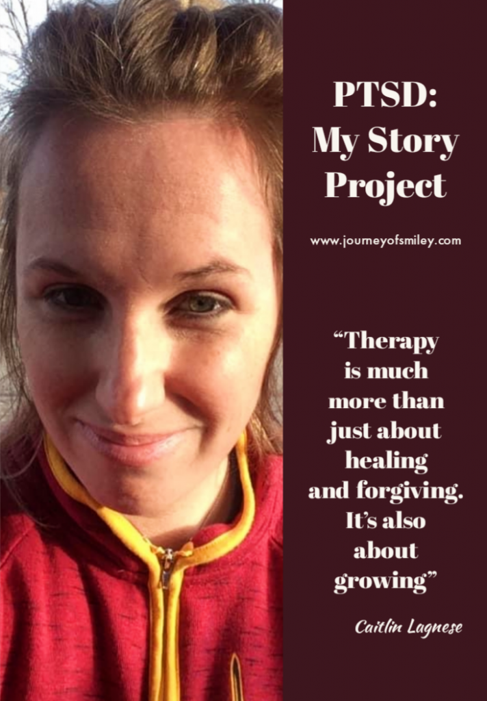A woman profile, a trauma survivor, and one one side is title PTSD My Story Project on Journeofsmiley Blog