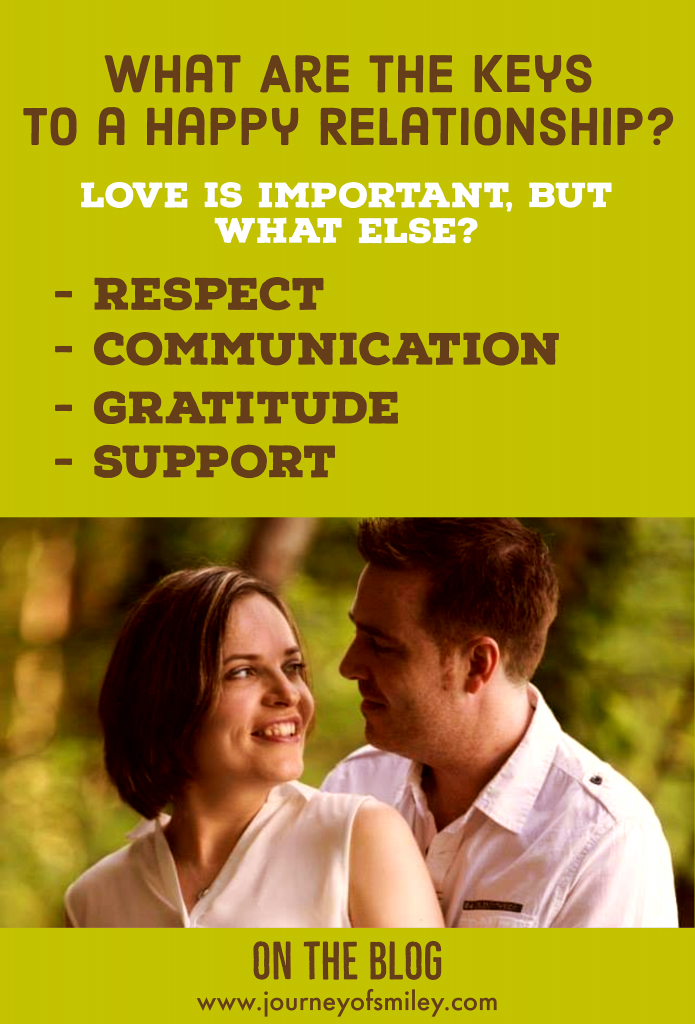 A couple in love looking into each others eyes and a title the keys to a happy relationship isn't only love, on Journeyofsmiley blog
