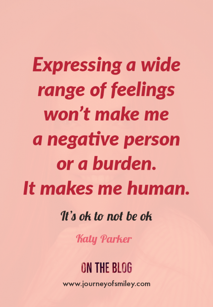 It's ok to not be ok quote on a pink background on journeyofsmiley blog
