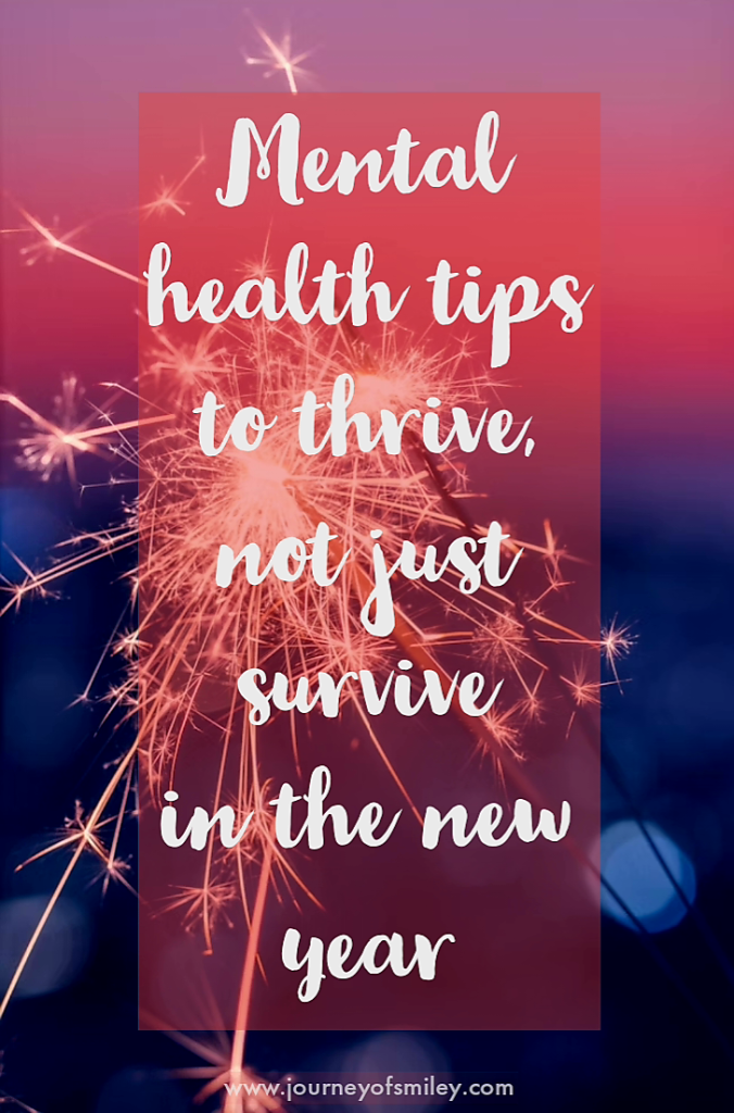 Sparkles behind the title Mental Health tips to thrive, not just survive in the new year on Jouneyofsmiley blog